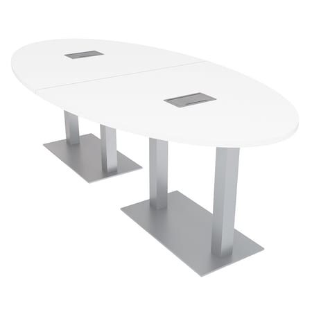 Skutchi Designs 45 in W, 96 in L, 29 in H, Engineered Wood Top, White HAR-OVL-46x93-DOU-ELEC-XD09